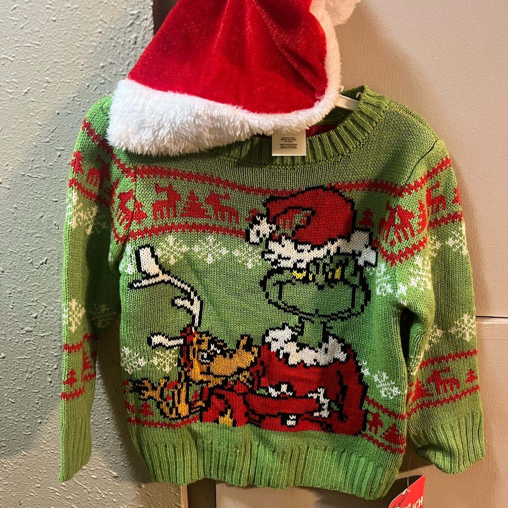 Brand New Dr. Seuss Grinch Christmas Sweater - SZ 2T